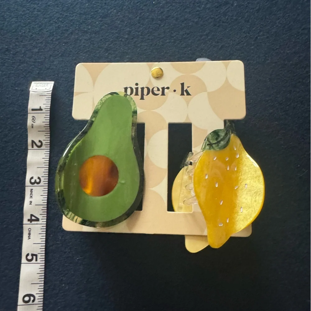 Piper K Avocado 🥑 and Lemon 🍋 Hair Clips - fun for all ages-add a pop of color!